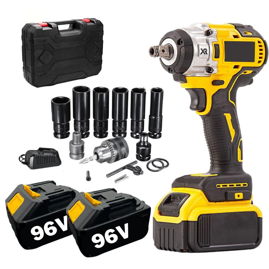 Parafusadeira Furadeira e Chave De Impacto 48v 02 Baterias Sem Fio Soquetes com Maleta Profissional