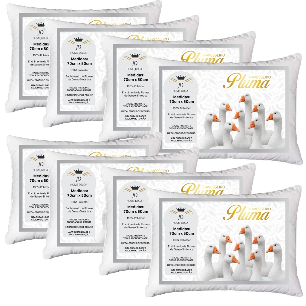 Kit 6 Travesseiro Penas/Plumas De Ganso Anti Alérgico Material Sintético 70cm x 50cm