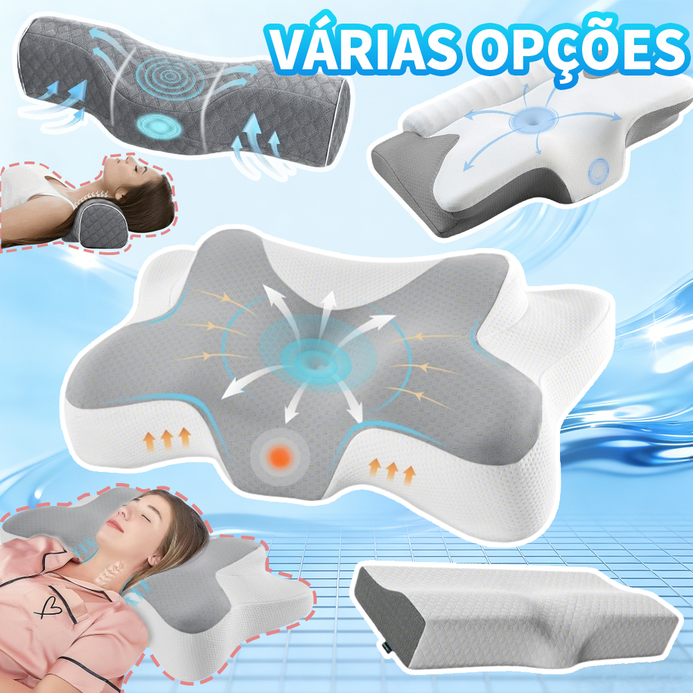 travesseiro ortopédico borboleta cervical para combate a dores na coluna, dores de cabeça - viscoelastico fronha lavável