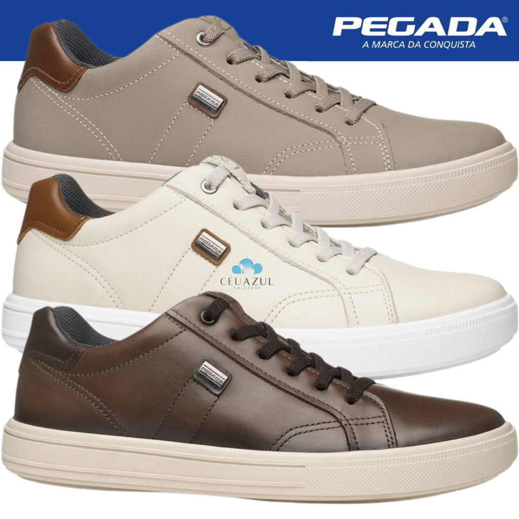 Sapatênis Masculino Pegada Casual Couro Original Confortável 