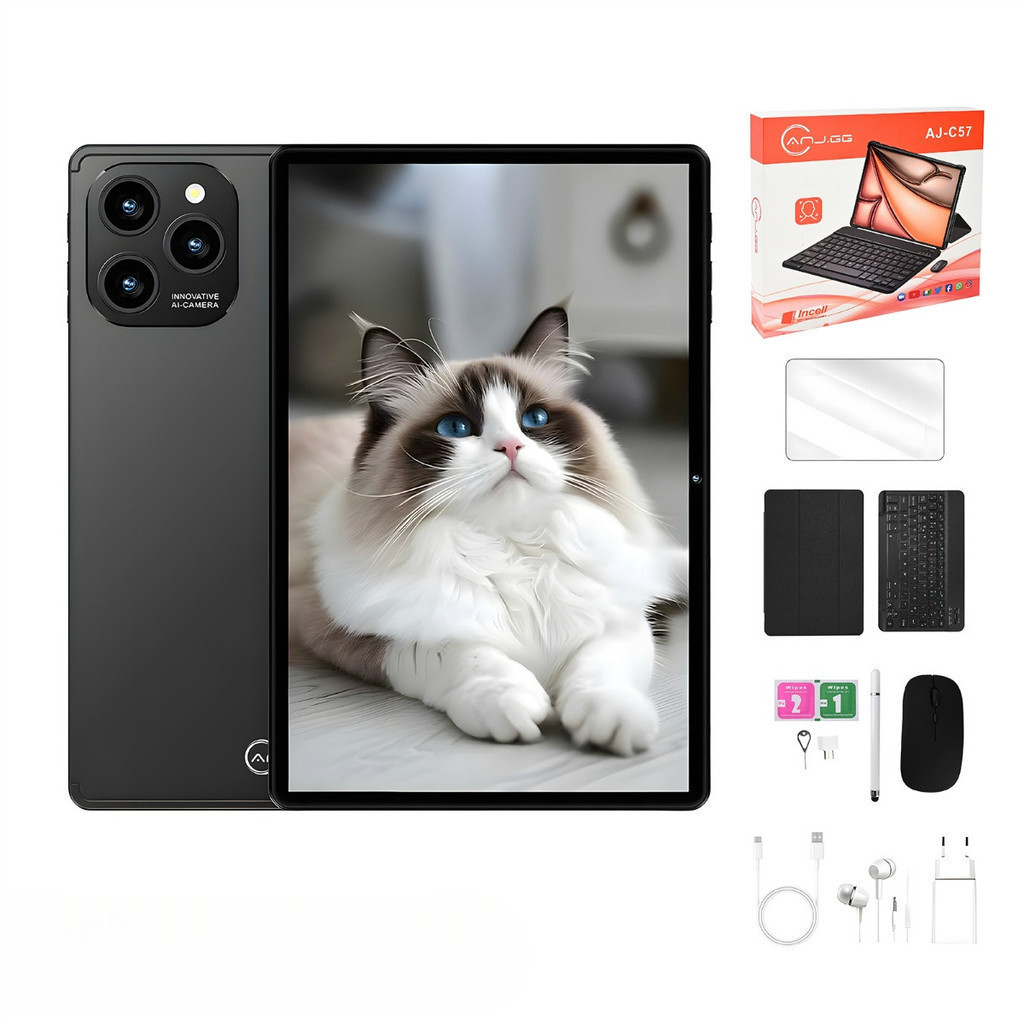 Tablet 10.1” com Teclado+Mouse 6GB RAM 128GB Android 13 Câmera 50MP anjgg
