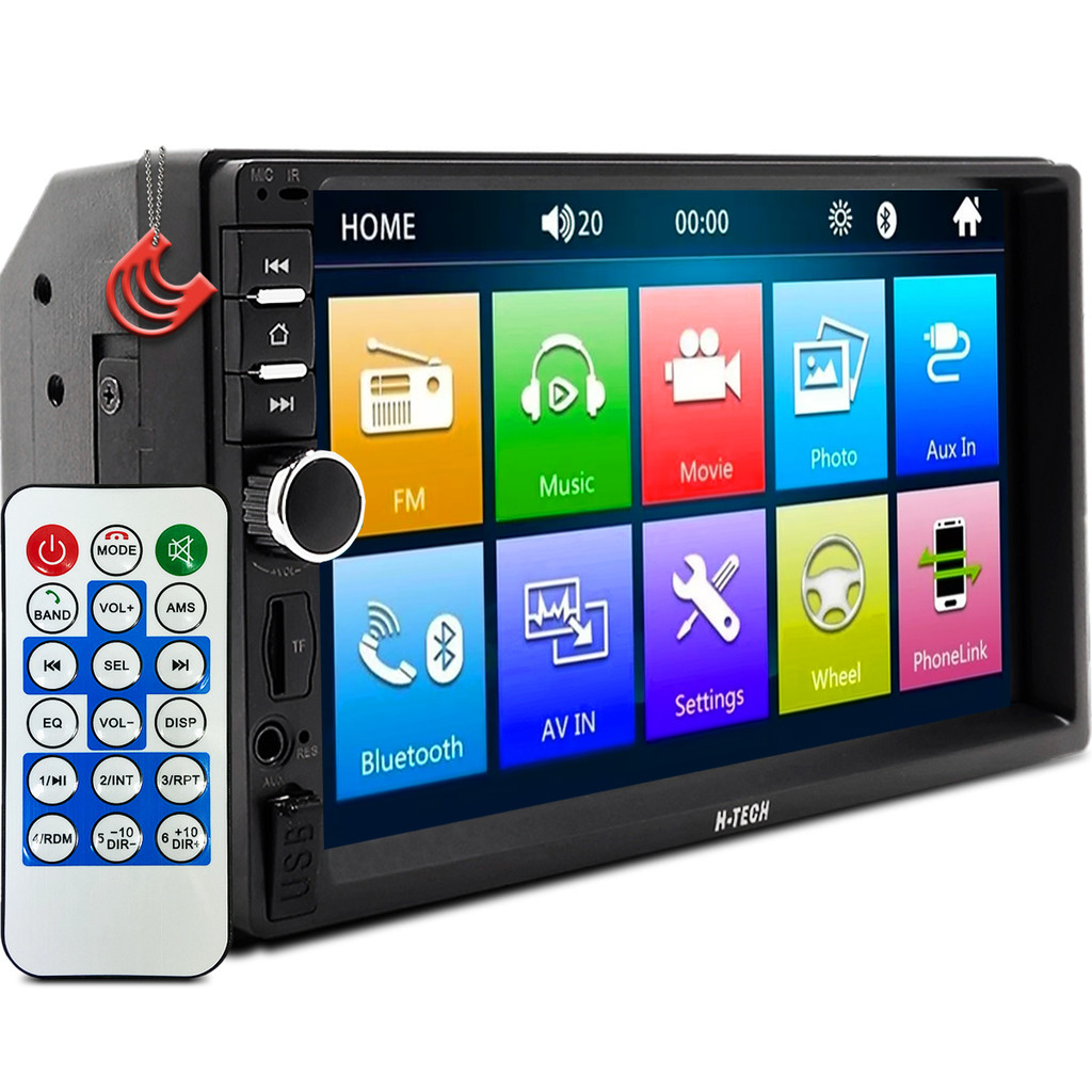 Multimidia 7 polegadas Tela Central Mp5 2din com Espelhamento Usb Bluetooth Controle H-tech HT-5023