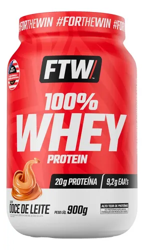 Whey Protein 100% Concentrado Pote 900g Sabor Doce de leite - FTW