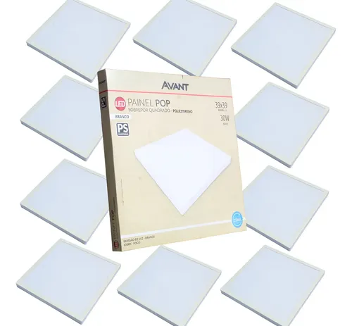 Kit 10 Painel Plafon 30w Sobrepor Branco Frio 6500k