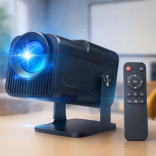 Projetor Hy320 Davely Smart TV Android WiFi6 390 ANSI Lumens Full HD 4K Mini Projetor Portátil Preto com Controle Remoto
