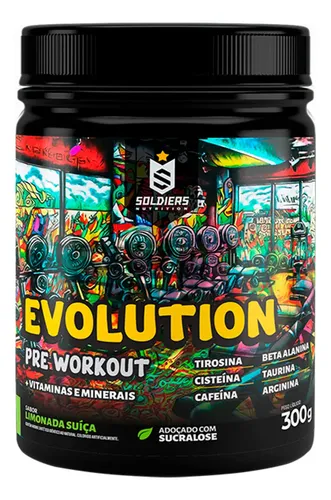 Pré-Treino Evolution Workout 300g Termogênico Sabor Limonada Suiça Soldiers Nutrition Energia Foco Treino