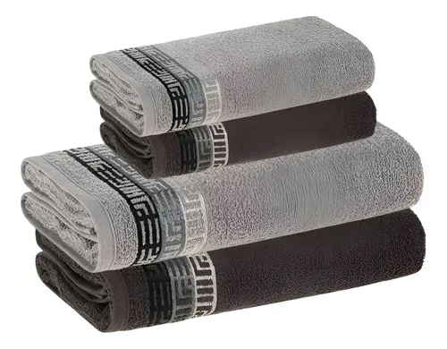 Jogo De Toalhas 4 Pçs Fio Cardado 100% Algodão Bosco Karsten Cinza Bosco